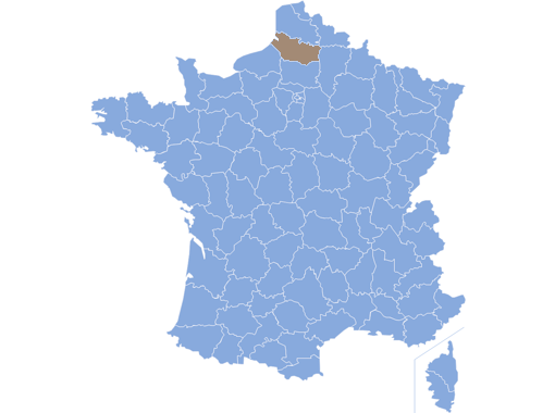 Fond de carte de France. Département de la Somme coloré en marron.